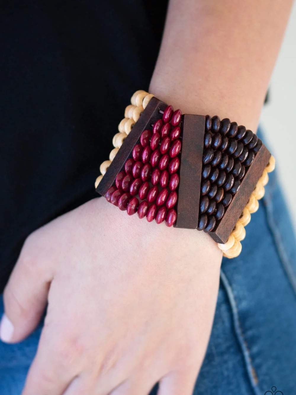Handcrafted Beaded Multi-Color Women’s Bracelet - Red, Brown, Cream